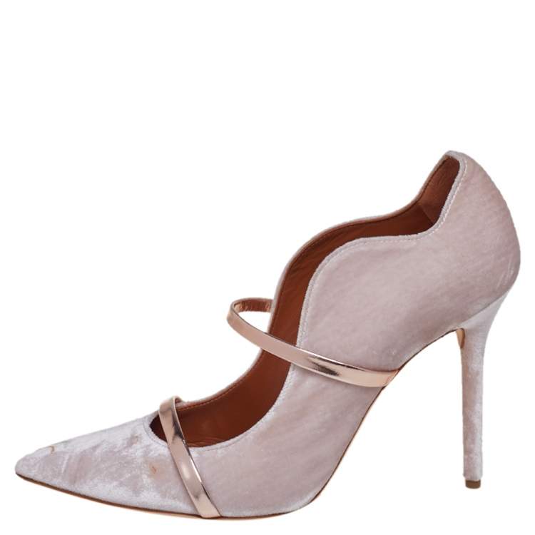 Pre Owned Malone Souliers Grey Velvet Maureen Pointed Toe Pumps Size 40 