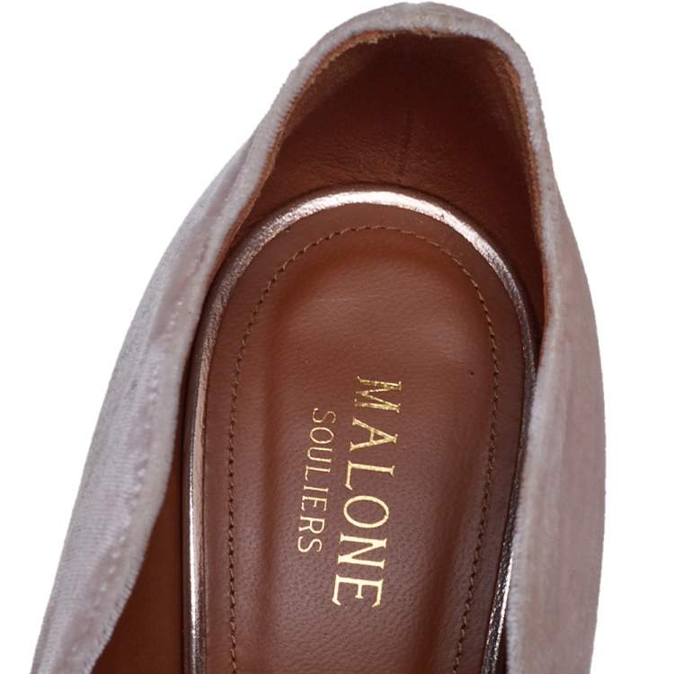 Pre Owned Malone Souliers Grey Velvet Maureen Pointed Toe Pumps Size 40 