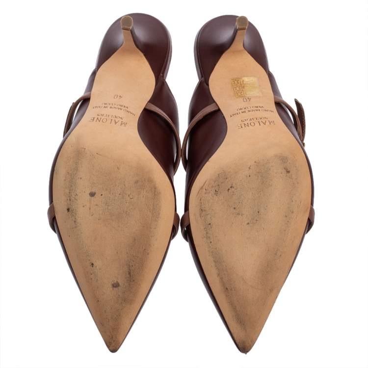 Pre Owned Malone Soulier Burgundy Leather Maureen Pointed Toe Mules Size 40