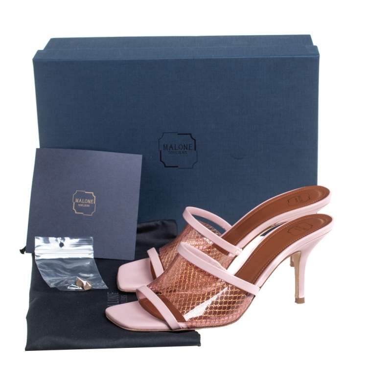 Pre Owned Malone Souliers Pink Leather And PVC Laney Sandals Size 36