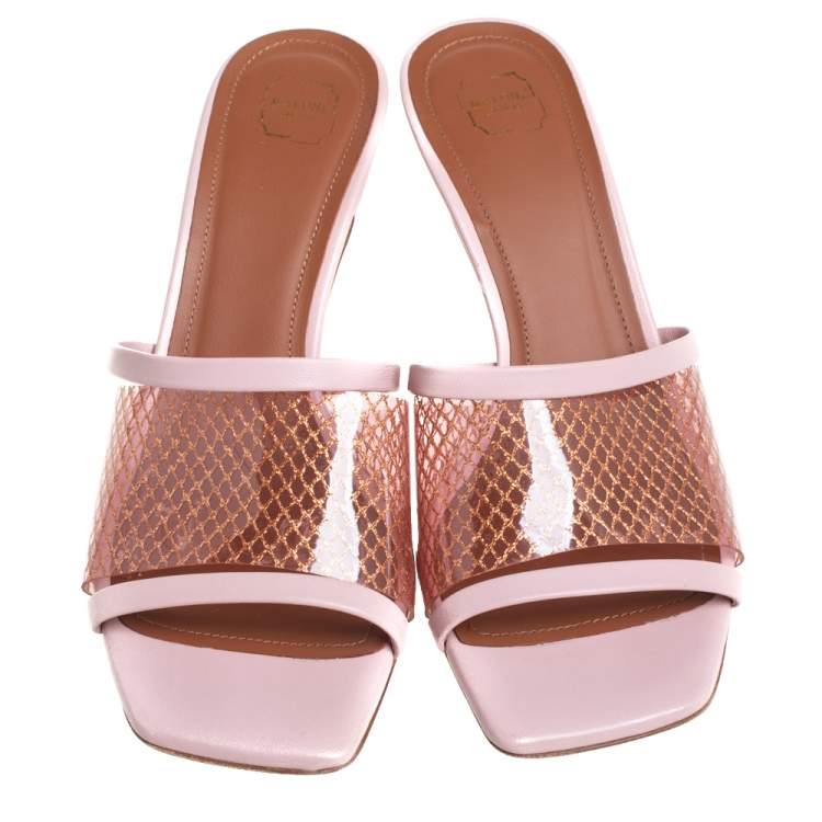 Pre Owned Malone Souliers Pink Leather And PVC Laney Sandals Size 36