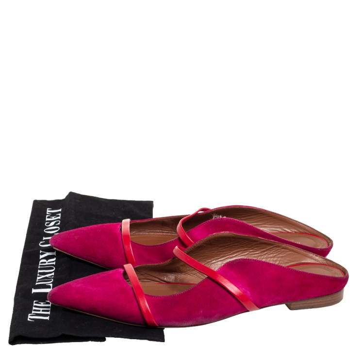 Pre Owned Malone Souliers Pink Suede Maureen Mules Size 41