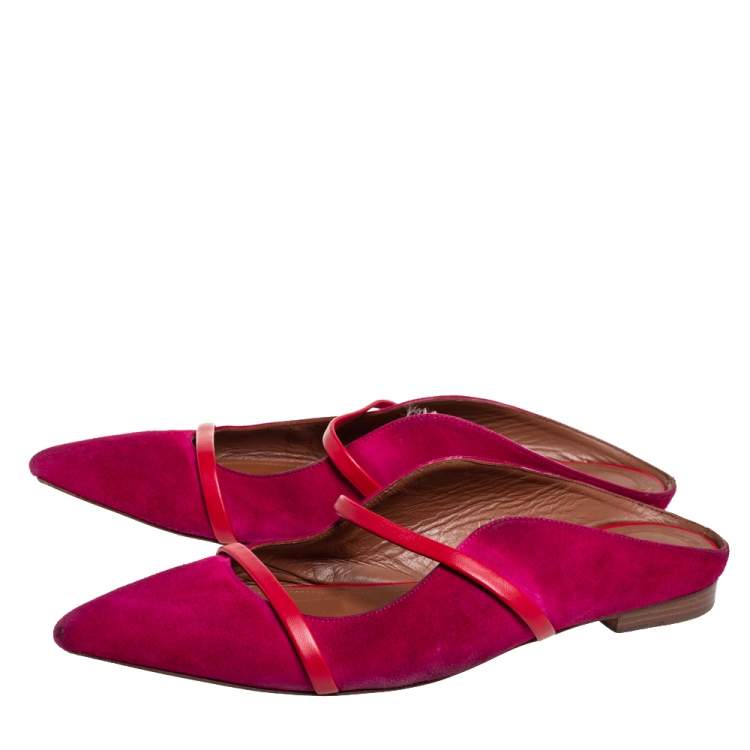 Pre Owned Malone Souliers Pink Suede Maureen Mules Size 41