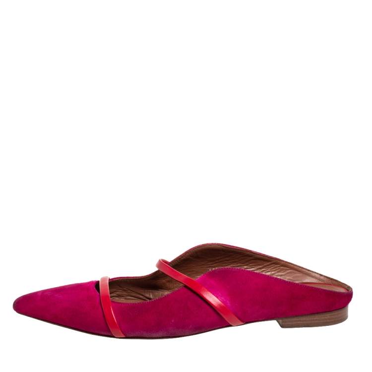 Pre Owned Malone Souliers Pink Suede Maureen Mules Size 41