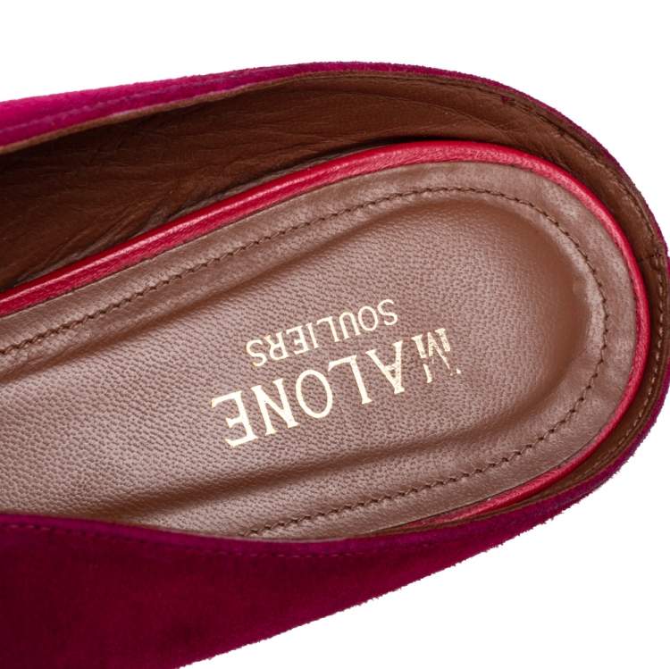 Pre Owned Malone Souliers Pink Suede Maureen Mules Size 41