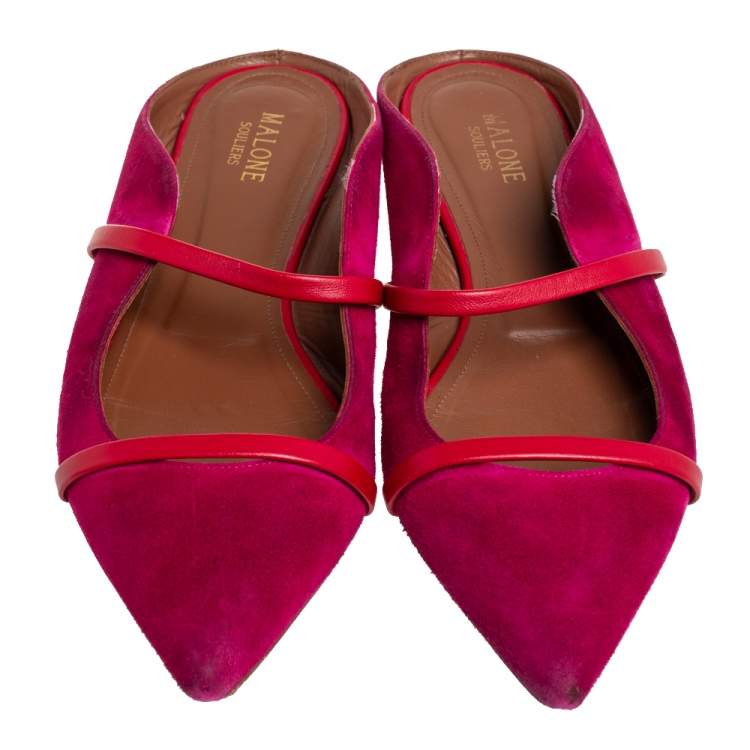 Pre Owned Malone Souliers Pink Suede Maureen Mules Size 41