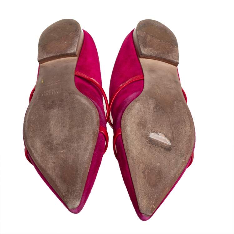 Pre Owned Malone Souliers Pink Suede Maureen Mules Size 41