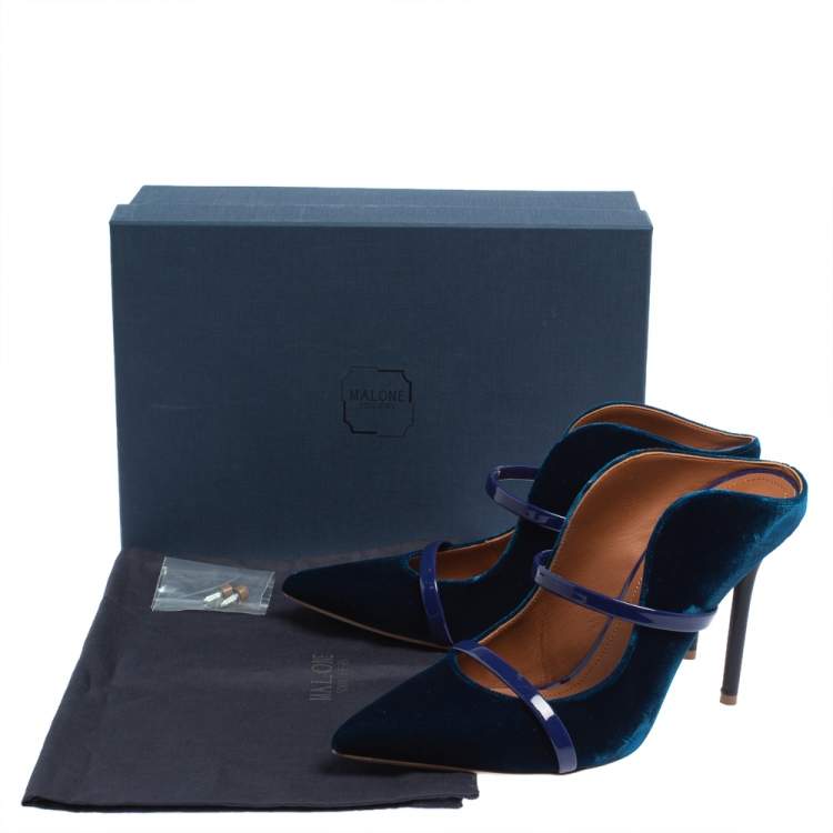 Pre Owned Malone Souliers Blue Velvet Maureen Sandals Size 39
