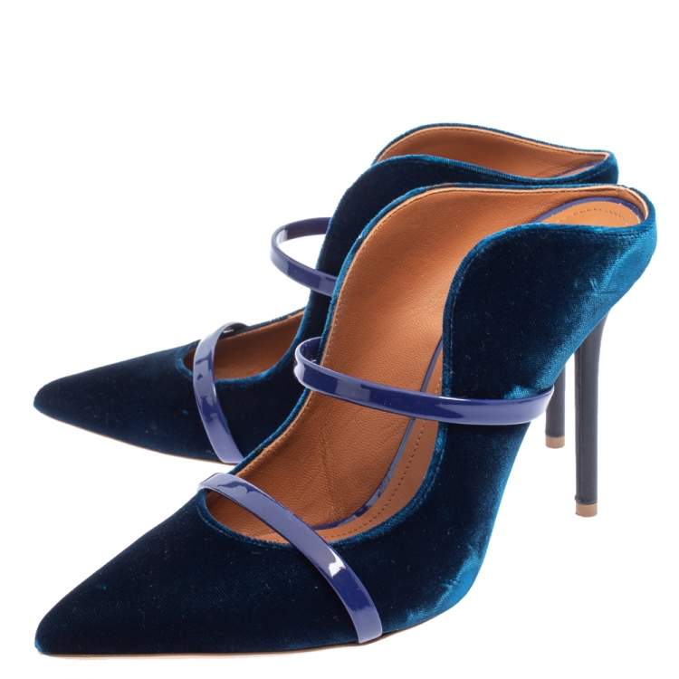 Pre Owned Malone Souliers Blue Velvet Maureen Sandals Size 39