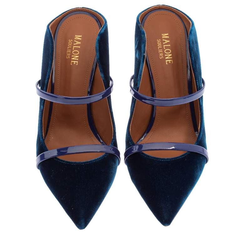 Pre Owned Malone Souliers Blue Velvet Maureen Sandals Size 39