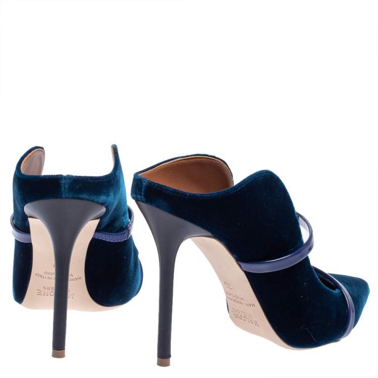 Pre Owned Malone Souliers Blue Velvet Maureen Sandals Size 39
