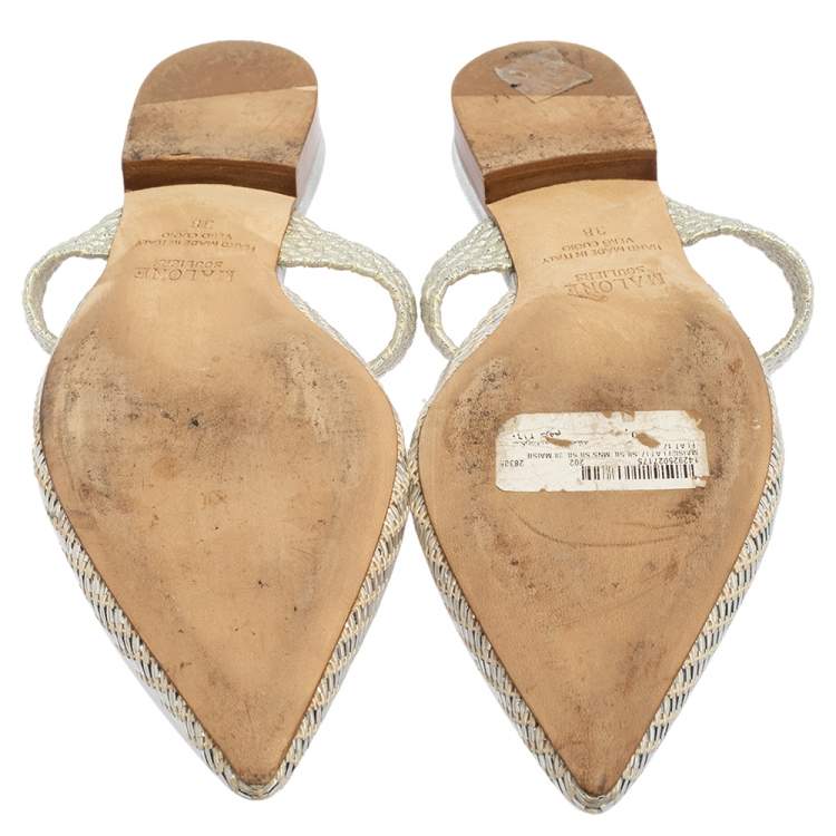Pre Owned Malone Souliers Silver Fabric Maisie Mules Size 38