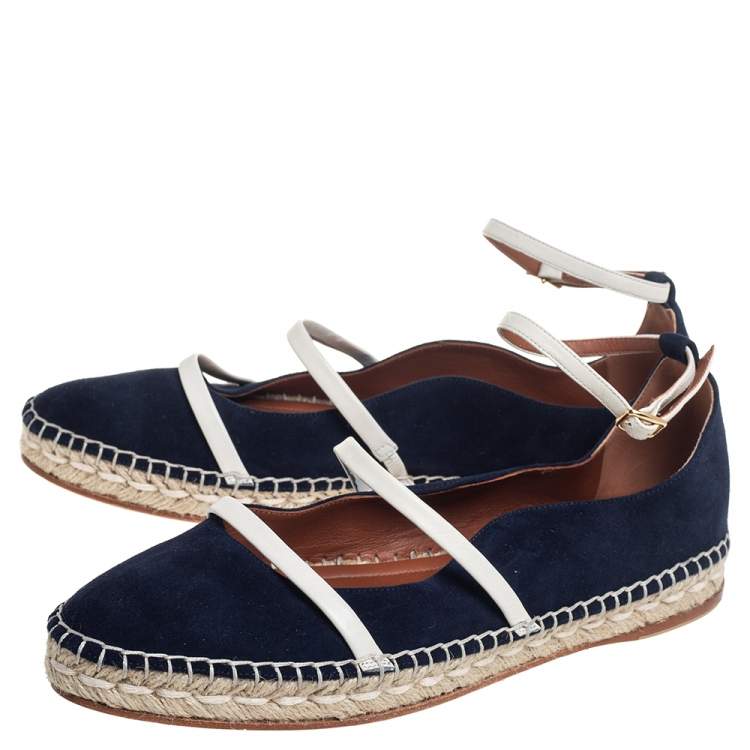 Pre Owned Malone Souliers Navy Blue Suede Selina Espadrilles Sandals Size 40