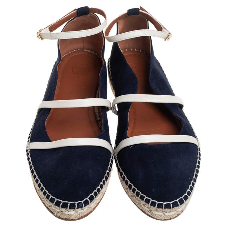 Pre Owned Malone Souliers Navy Blue Suede Selina Espadrilles Sandals Size 40