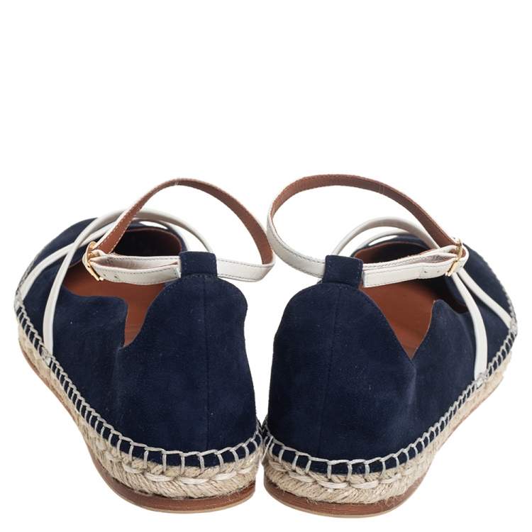 Pre Owned Malone Souliers Navy Blue Suede Selina Espadrilles Sandals Size 40