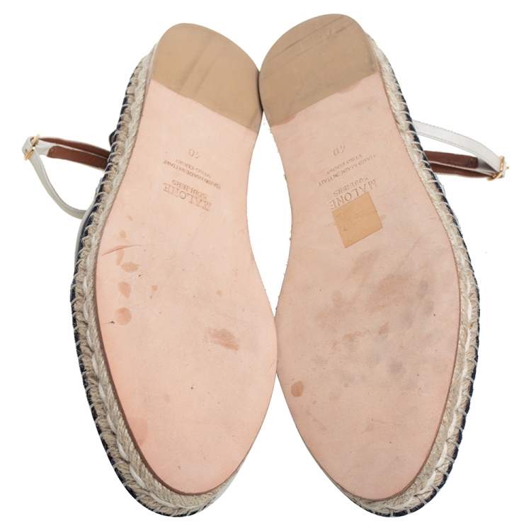 Pre Owned Malone Souliers Navy Blue Suede Selina Espadrilles Sandals Size 40