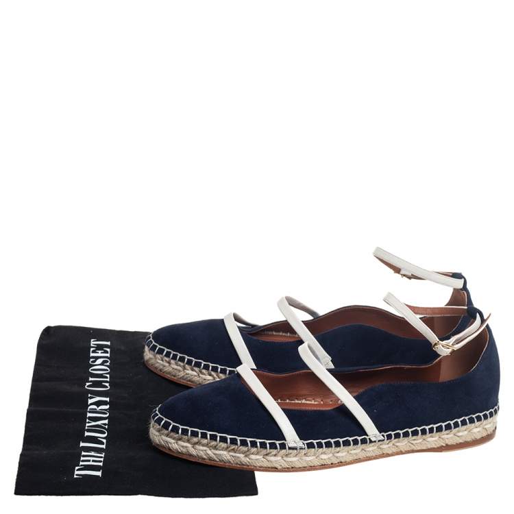 Pre Owned Malone Souliers Navy Blue Suede Selina Espadrilles Sandals Size 40