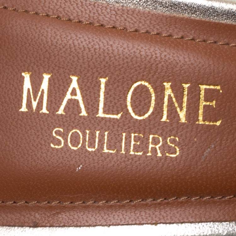 Pre Owned Malone Souliers Black Satin And Leather Peep Toe Sandals Size 36