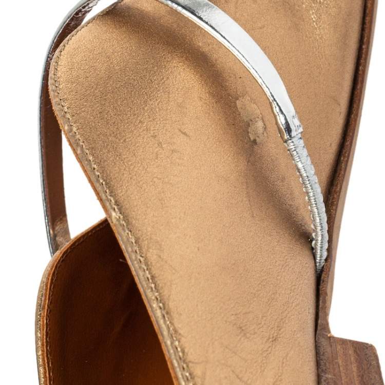 Pre Owned Malone Souliers Metalic Gold Leather Maureen Flat Mule Size 41