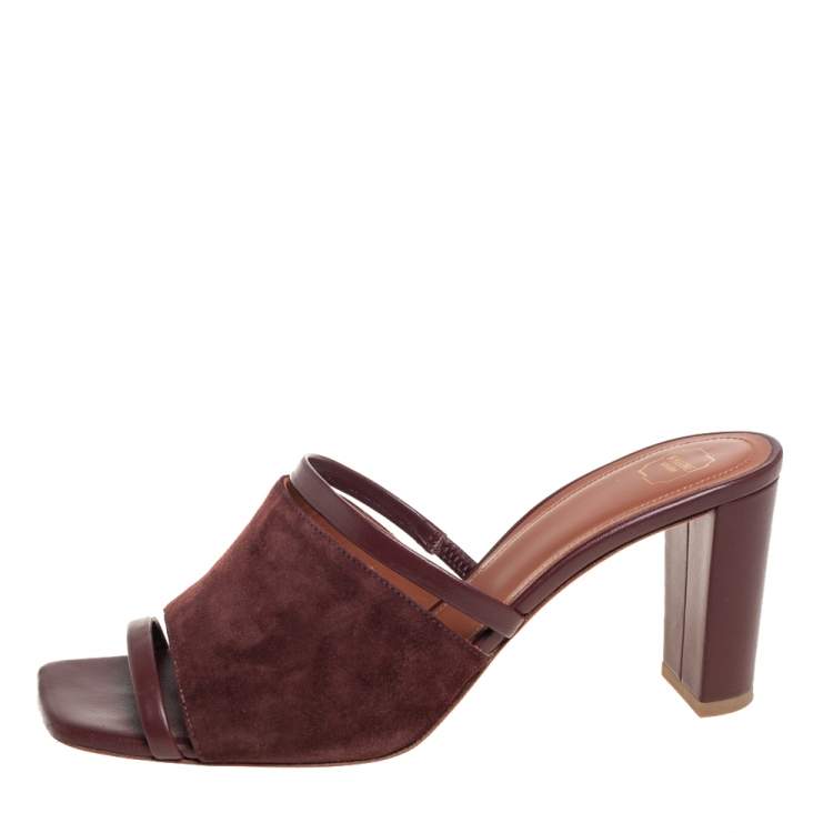 Pre Owned Malone Souliers Brown Leather And Suede Slide Sandals Size 38