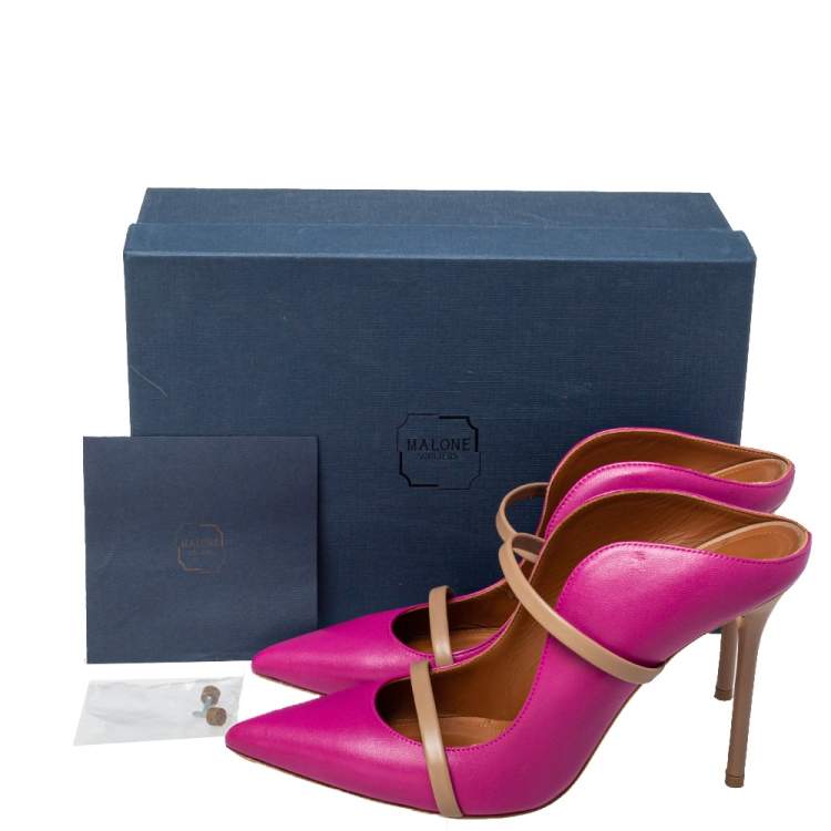 Pre Owned Malone Souliers Pink /Beige Leather Maureen  Pumps Size 40.5