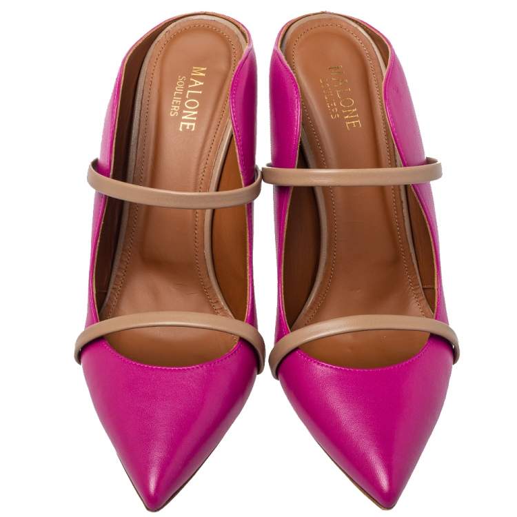 Pre Owned Malone Souliers Pink /Beige Leather Maureen  Pumps Size 40.5