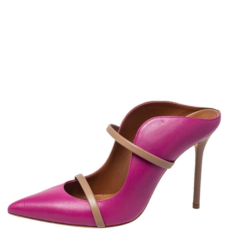 Pre Owned Malone Souliers Pink /Beige Leather Maureen  Pumps Size 40.5