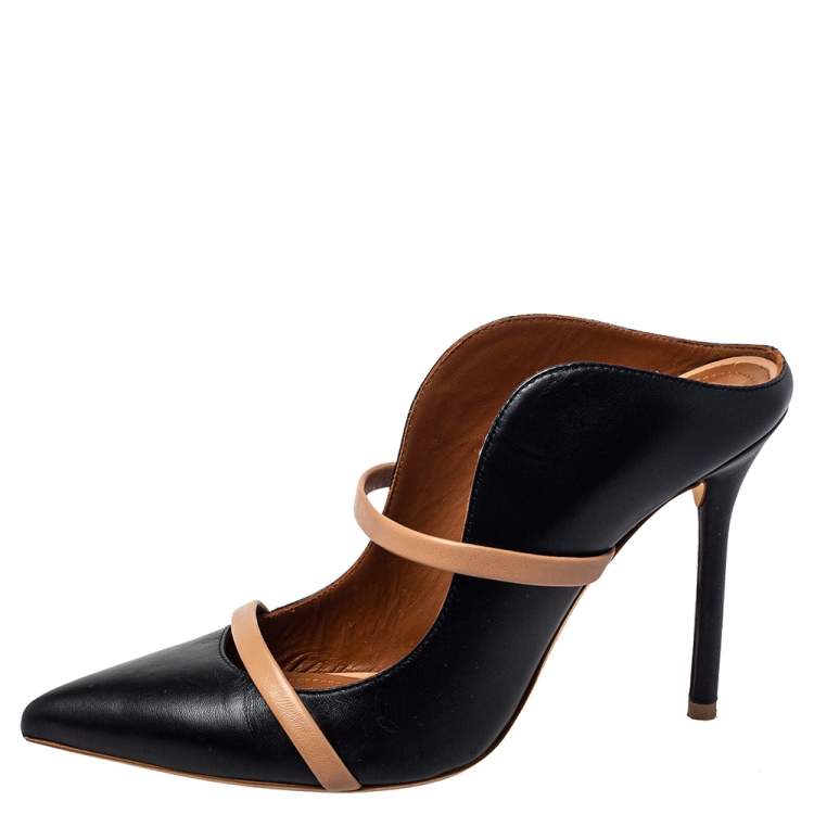 Pre Owned Malone Souliers Black/Beige Leather Maureen Mule Pumps Size 36