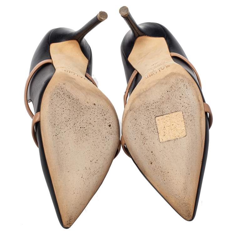 Pre Owned Malone Souliers Black/Beige Leather Maureen Mule Pumps Size 36