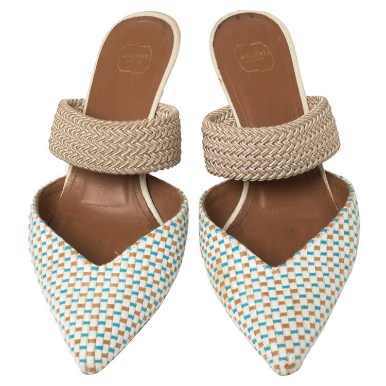 Pre Owned Malone Souliers Multicolor Woven Raffia Maisie Sandals Size 36