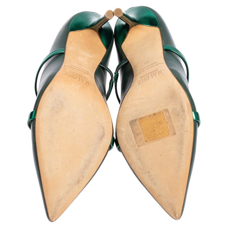 Pre Owned Malone Souliers Green Leather Maureen Pumps Size 36