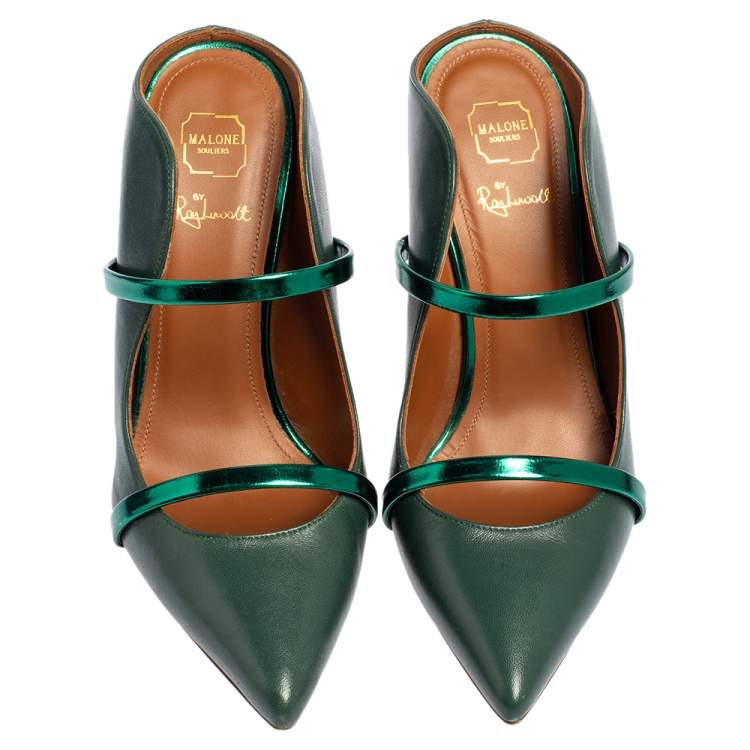 Pre Owned Malone Souliers Green Leather Maureen Pumps Size 36