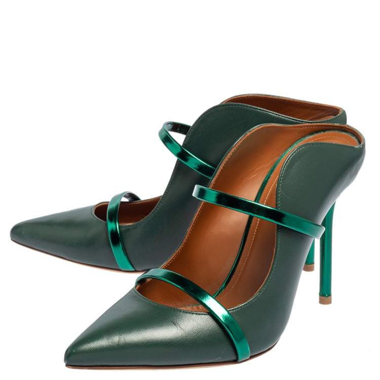 Pre Owned Malone Souliers Green Leather Maureen Pumps Size 36