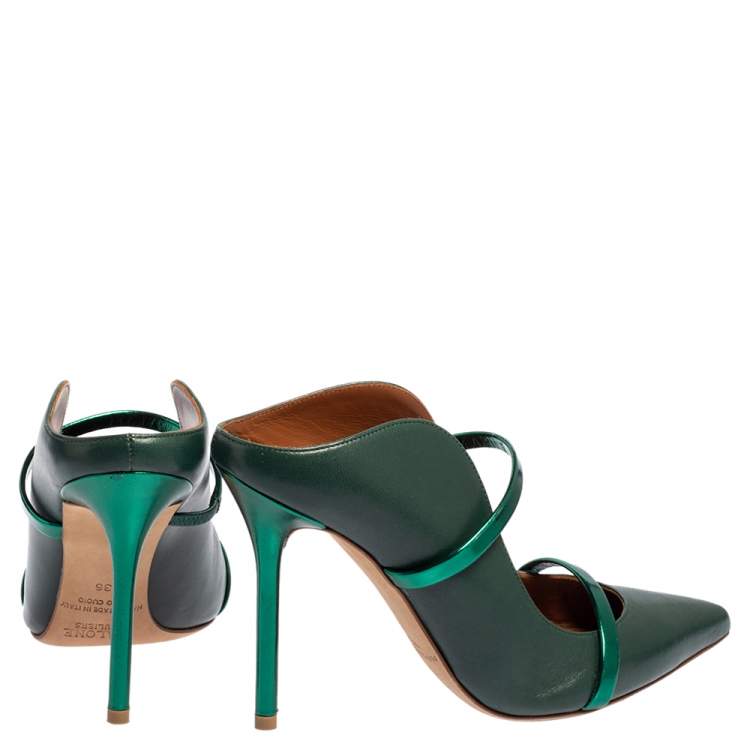 Pre Owned Malone Souliers Green Leather Maureen Pumps Size 36