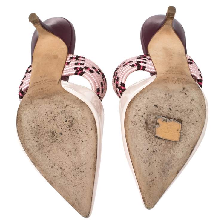 Pre Owned Malone Souliers Pink Patent Leather Maisie Sandals Size 36.5