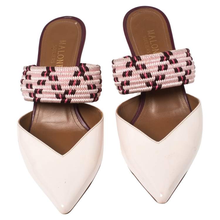 Pre Owned Malone Souliers Pink Patent Leather Maisie Sandals Size 36.5