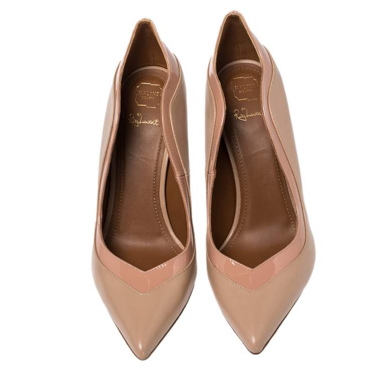 مملوكة مسبقًا Malone Souliers Beige Patent Leather and Leather Penelope Pumps Size 38