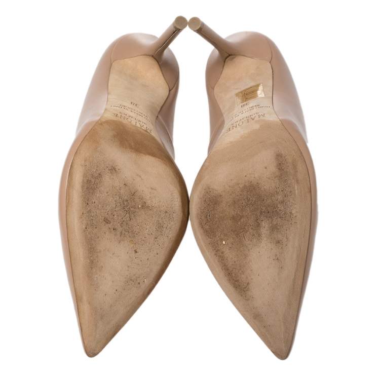 مملوكة مسبقًا Malone Souliers Beige Patent Leather and Leather Penelope Pumps Size 38