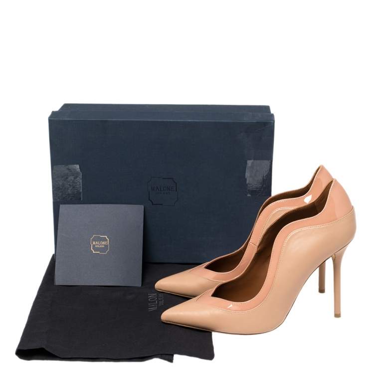 مملوكة مسبقًا Malone Souliers Beige Patent Leather and Leather Penelope Pumps Size 38