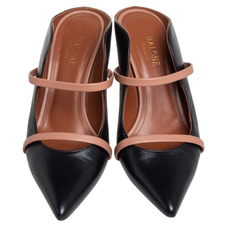Pre Owned Malone Souliers Black Leather Maureen Mules Size 39