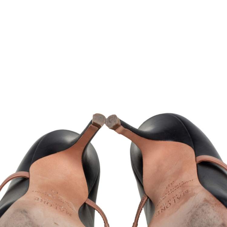 Pre Owned Malone Souliers Black Leather Maureen Mules Size 39