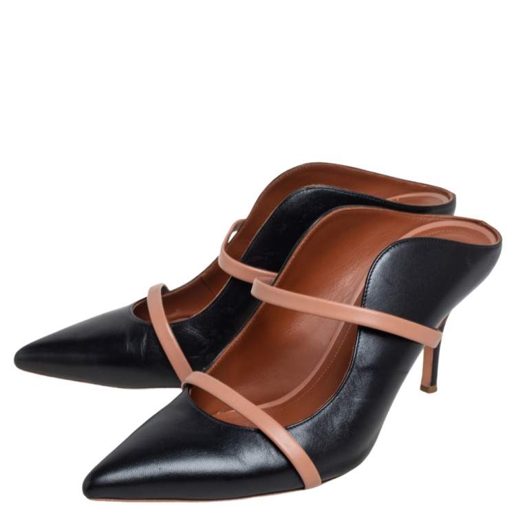 Pre Owned Malone Souliers Black Leather Maureen Mules Size 39