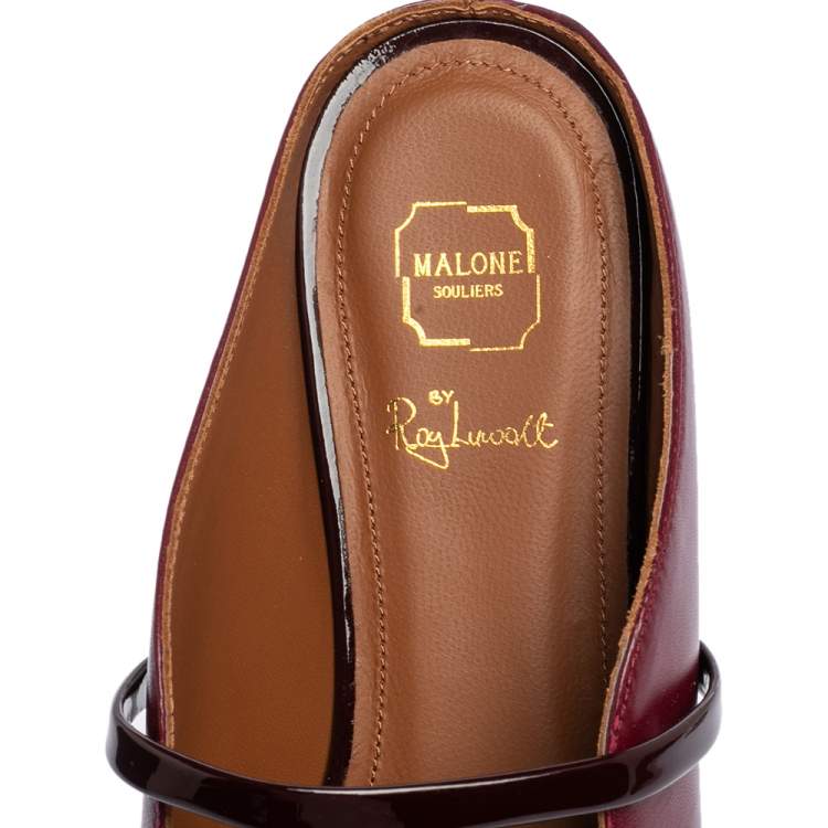 Pre Owned Malone Souliers Burgundy Leather Maureen Pointed Toe Mule Flats Size 38