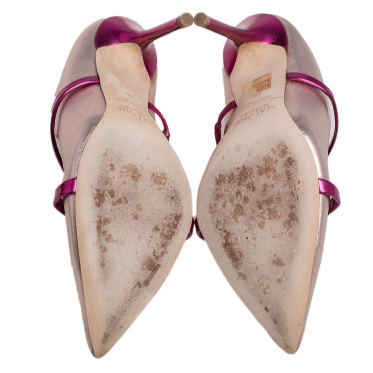 Pre Owned Malone Souliers Pink/Gold Leather Maureen Mule Sandals Size 36