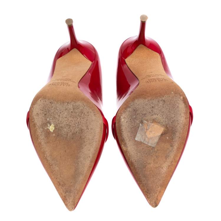 Pre Owned Malone Souliers Red Patent Leather Maureen  Pointed Toe Mules Size 38