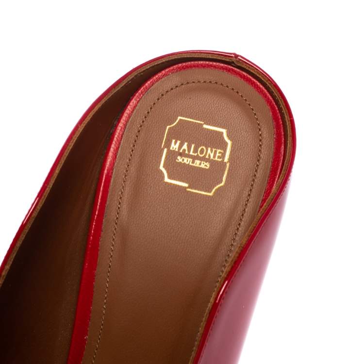 Pre Owned Malone Souliers Red Patent Leather Maureen  Pointed Toe Mules Size 38