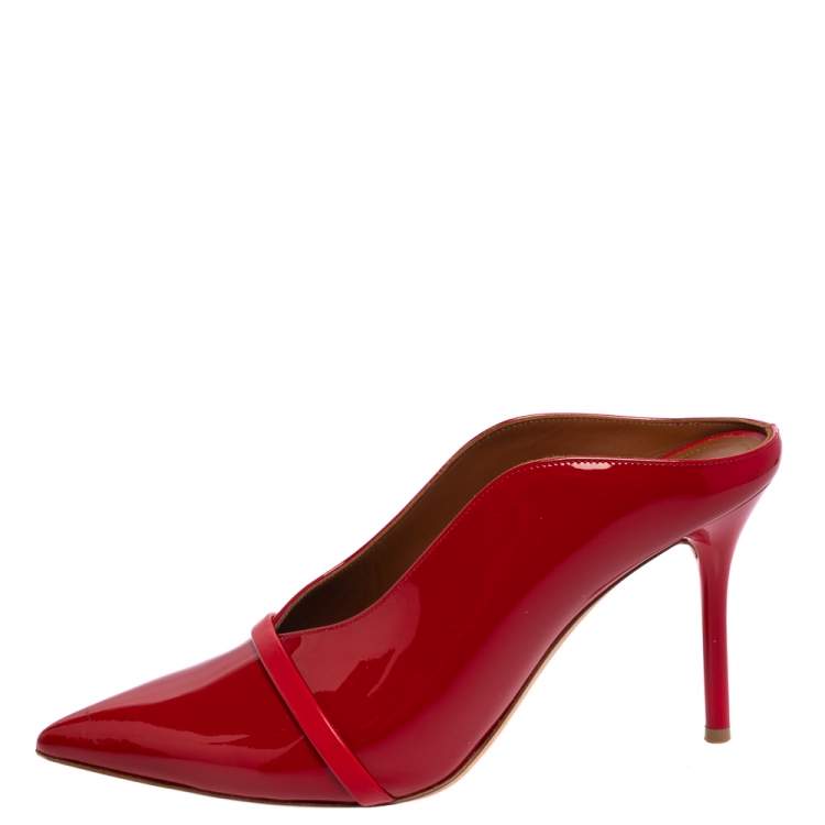 Pre Owned Malone Souliers Red Patent Leather Maureen  Pointed Toe Mules Size 38