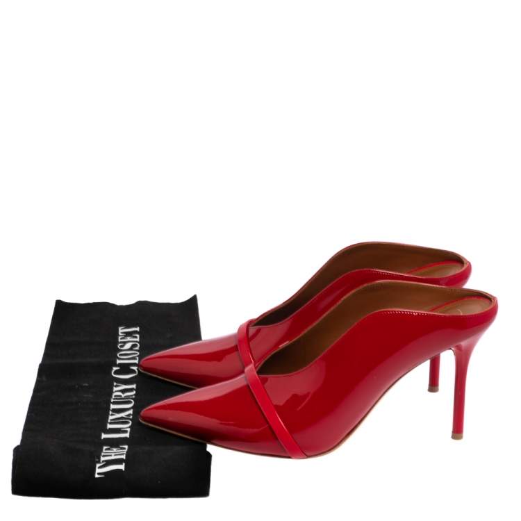 Pre Owned Malone Souliers Red Patent Leather Maureen  Pointed Toe Mules Size 38