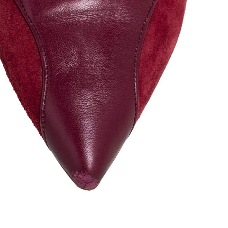 Pre Owned Malone Souliers Red Suede And Leather  Ankle Boots Size 37