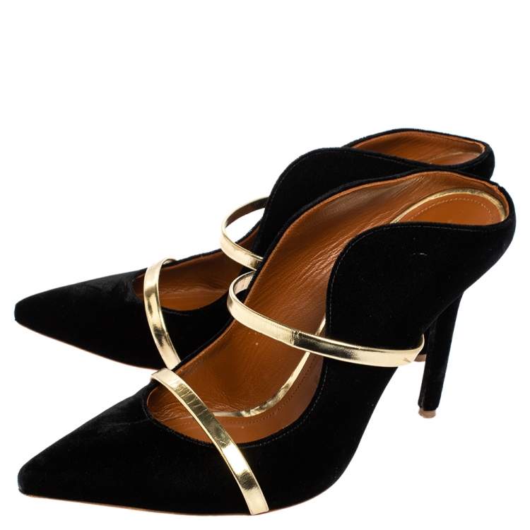 Pre Owned Malone Souliers Black Velvet Maureen Mule Sandals Size 39